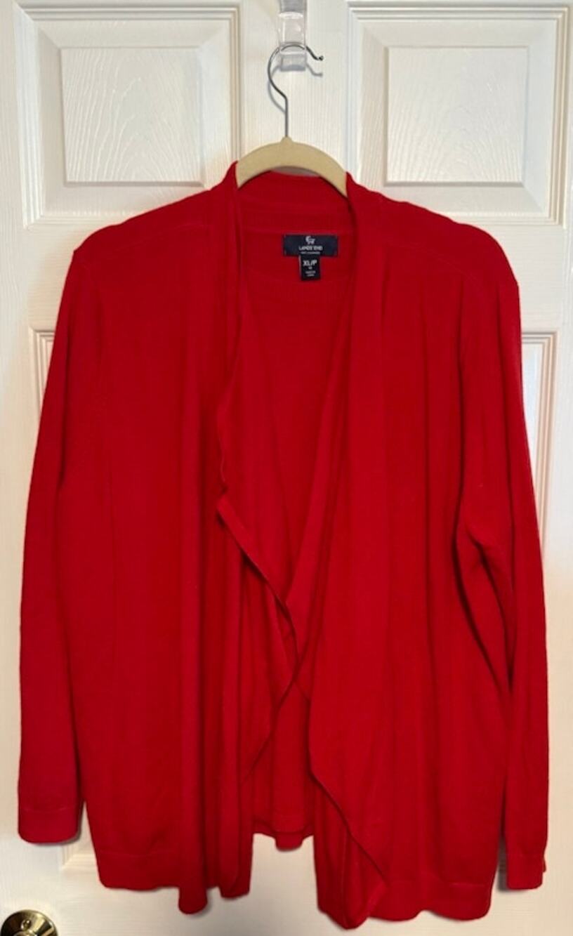 Red Land's End Cashmere Red Cardigan & Shirt Set Women's XL-P